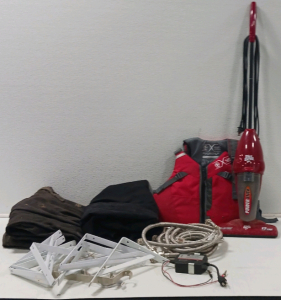 (2) Ruck Sacks (1)Adult Life Jacket (1) Dirt Devil Powerstick Vacuum & More