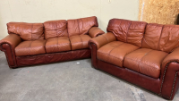 BURN ORANGE/ RED COUCH ( 33&rdquo;x 79&rdquo;) AND LOVESEAT (33&rdquo; x 55&rdquo;) SET