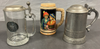 GLASS STEIN, METAL STEIN AND CERAMIC PAINTED CUP