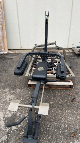 WEIGHT BENCH SET W/ SQUAT RACK, BARS, CABLES AND MORE