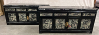 (2) MOTHER OF PEARL BLACK LACQUER STORAGE CHESTS (40&rdquo; x 14 1/2&rdquo; x 18 1/4&rdquo;)