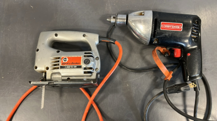 CRAFTSMAN 3/8&rdquo; ELECTRIC DRILL ( WORKS) AND BLACK AND DECKER 2 SPEED JIG SAW ( WORKS)