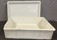 (3) LARGE DOUGH STORAGE BINS W/ LIDS AND ROLLING CART - 4