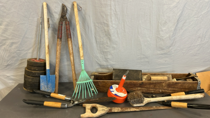 SMALL SHOVEL, SMALL RAKE, TRIMMERS, POWER CLOG CHASER AND MORE