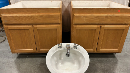 (2) CABINET ASSEMBLIES ( 31 1/2&rdquo;x 32&rdquo;) W/ SINK