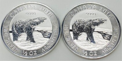 (2) 1/2 Troy Oz Fine Silver Coins