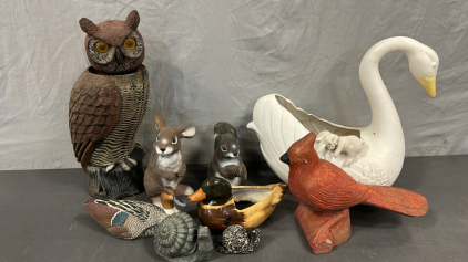 BUNNY STATUE, SQUIRREL, DUCKS, SNAILS, AND MORE