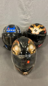 (3) RIDING HELMETS SIZE PICTURED