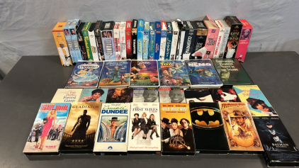 VHS TAPES OF BATMAN, TITANIC, INDAINA JONES, FINDING NEMO, TOY STORY AND MORE