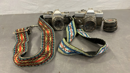 VINTAGE CANON AE-1 AND MINOLTA SRT101
