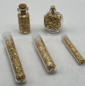 (5) Jars of Gold Flake/Leaf Gold