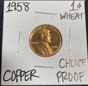 1958 Choice Proof Wheat Copper Penny