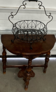 Wood Stand w/ Metal Fruit Basket, No Brand