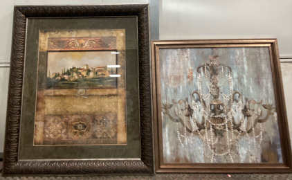 (2) Wood Glassed Frame (34&rdquo;X 40&rdquo;) & Wood Framed Art Canvas (31&rdquo;X 31&rdquo;)