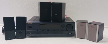 (1) Onkyo Stereo Receiver Model TX-SR504 (6) Speakers