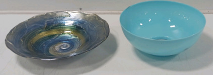 (1) Vintage Light Shade (1) Decorative Glass Bowl