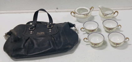 (1) Coach Purse (1) Porcelain Tea Set