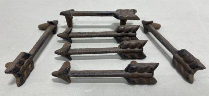 (6) Cast Iron Arrow Themed Drawer Handles