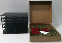 (1) 22" Wreath w/ Red Bow (1) Black Shelf