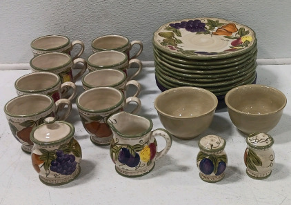 (1) Decorative Plate Ware W/(8)Cups (9) 11" Plates & More