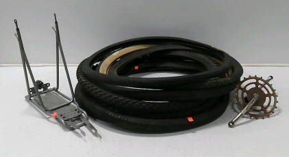 (7) Bike Tires (1) Trek Bike Rack (1) Sprocket Bike Crank