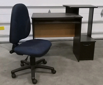 (1) Black Computer Desk (3'4.25"x2'10"x1'7.5) (1) Rolling Office Chair