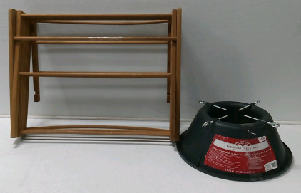 (1) Clothes Dryer Rack (Wood) (1) Fresh-Cut Tree Stand