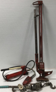 (1) Hydraulic Wedge (1) Handyman Jack (1) Come Along