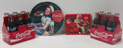 (2) Vintage 6Pack Coca-Cola Bottles (2) Vintage Coca-Cola Wall Art