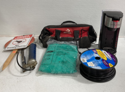 (1) Greese Gun (1) Mixpresso coffee machine (1) Husky tool bag And More!