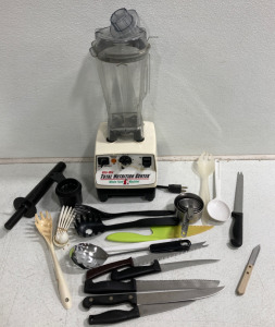 (1) Vita Mix Total Nitrition Center (7) Assorted Kitchen Knifes And More!