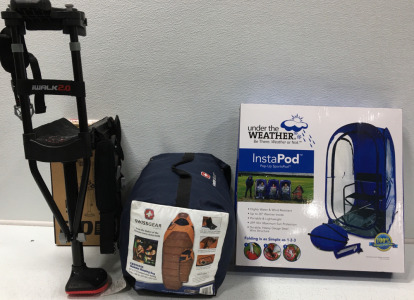 (1) IWALK2.0 (1) Swissgear Mummy Sleeping Bag (1) InstaPod Sports Pod