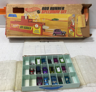 (1)Vintag 1969 Hot Wheels Rod Runner Speedway Set (16) Vintage 1969 25Th Anniversary Hot Wheels Cars W/Case