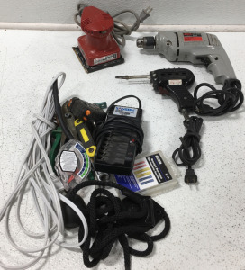 (1) Skil 3/8 Drive Drill Model 584 (1) Makita Finishing Sander Model M904 (1) Electronic Soldering Gun Model 100 & More