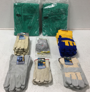 (4) DuraWare Protective Clothing Size 2XL (6) Pair Tan/Gray Safty Gloves (2) Pair Gray Safty Gloves & More