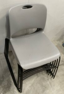 (5) Grey Stackable Chairs, No Brand. SP8