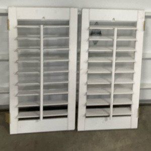 (2) Addjustable Wood Shades, w/ Hinges 34”X 17”X 1”