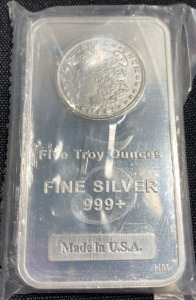 5 Troy Oz 999+ Fine Silver Bar