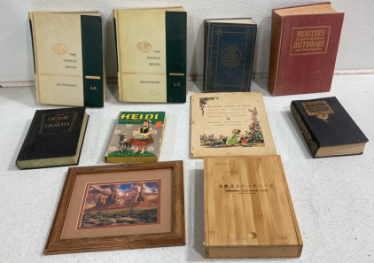 (8) Asorted Vintage Books (1) Tinyroots Bonsai Kit (1) Picture Frame