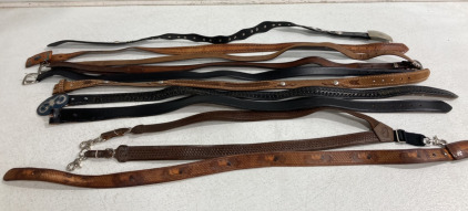 (9) Asorted Leather Belts Size 42 (1) Leather Suspenders