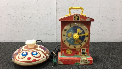 1967 Mattel Makery Bakery, 1968 Fisher Price Teaching Clock