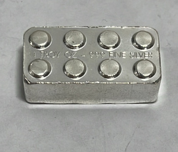 1 Troy Ounce .999 Fine Silver LEGO Shaped Block