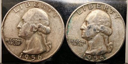 (2) 1956 90% SILVER QUARTERS-- VERIFIED AUTHENTIC