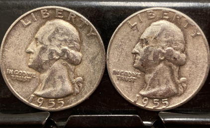 (2) 1955 90% SILVER QUARTERS —VERIFIED AUTHENTIC