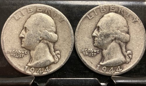 (2) 1944 90% SILVER QUARTERS— VERIFIED AUTHENTIC