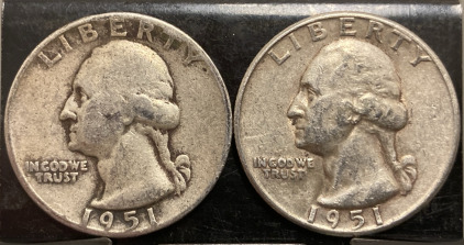 (2) 1951 90% SILVER QUARTERS— VERIFIED AUTHENTIC