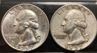 (2) 1957 90% SILVER QUARTERS— VERIFIED AUTHENTIC