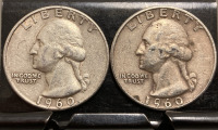 (2) 1960 90% SILVER QUARTERS— VERIFIED AUTHENTIC