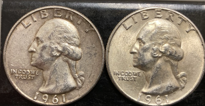 (2) 1961 90% SILVER QUARTERS— VERIFIED AUTHENTIC