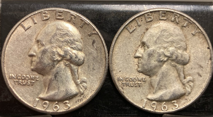 (2) 1963 90% SILVER QUARTERS— VERIFIED AUTHENTIC